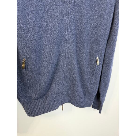 Corneliani Men's Wool Cashmere Ribbed High Neck Full Zip Sweater Blue Sz 48 /M - Picture 4 of 12